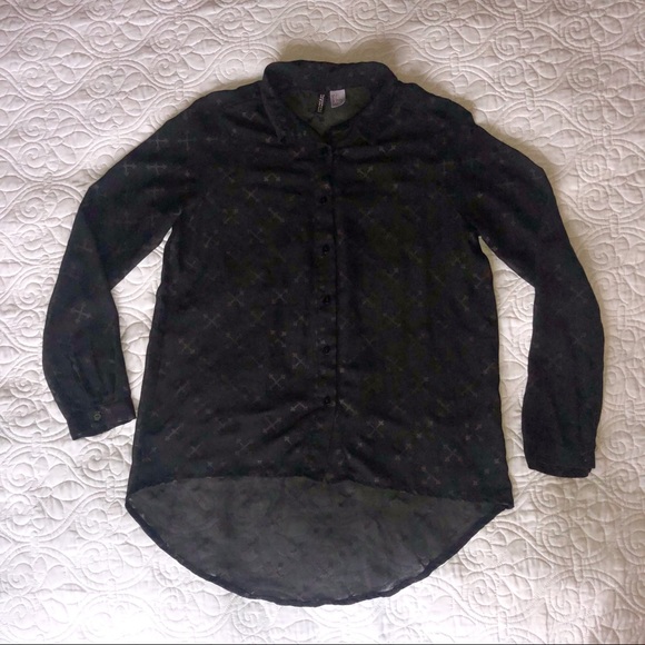 H&M Button Down Sheer Shirt - Picture 1 of 7